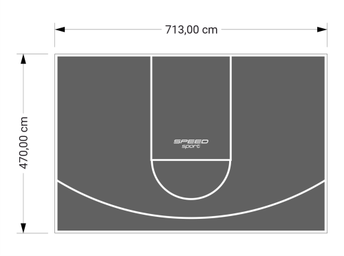 34M2/470X713CM GRAFITOWE BOISKO DO KOSZYKÓWKI SPEEDSPORT HEXA POWER PRO