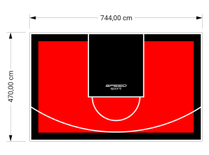 35M2/470X744CM CZERWONO-CZARNE BOISKO DO KOSZYKÓWKI SPEEDSPORT HEXA POWER PRO