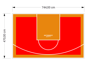 35M2/470X744CM CZERWONO-POMARAŃCZOWE BOISKO DO KOSZYKÓWKI SPEEDSPORT HEXA POWER PRO