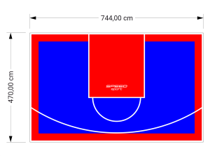 35M2/470X744CM NIEBIESKO-CZERWONE BOISKO DO KOSZYKÓWKI SPEEDSPORT HEXA POWER PRO