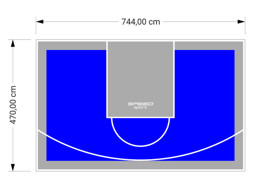 35M2/470X744CM NIEBIESKO-SZARE BOISKO DO KOSZYKÓWKI SPEEDSPORT HEXA POWER PRO