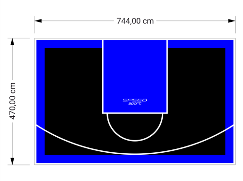 35M2/470X744CM CZARNO-NIEBIESKIE BOISKO DO KOSZYKÓWKI SPEEDSPORT HEXA POWER PRO
