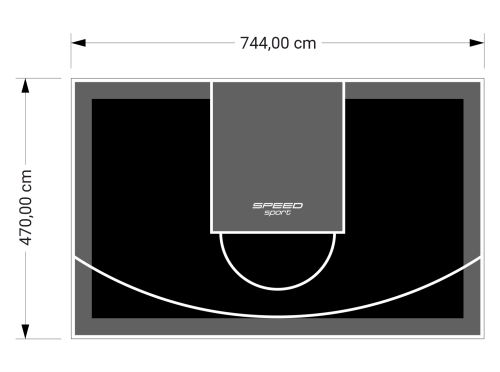 35M2/470X744CM CZARNO-GRAFITOWE BOISKO DO KOSZYKÓWKI SPEEDSPORT HEXA POWER PRO