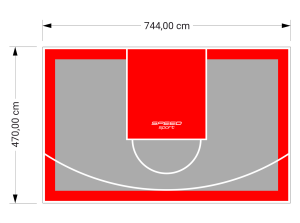 35M2/470X744CM SZARO-CZERWONE BOISKO DO KOSZYKÓWKI SPEEDSPORT HEXA POWER PRO