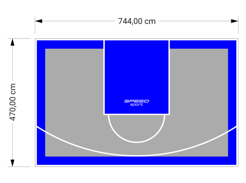 35M2/470X744CM SZARO-NIEBIESKIE BOISKO DO KOSZYKÓWKI SPEEDSPORT HEXA POWER PRO