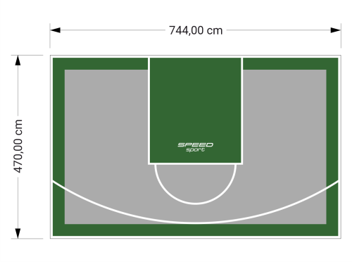 35M2/470X744CM SZARO-ZIELONE BOISKO DO KOSZYKÓWKI SPEEDSPORT HEXA POWER PRO