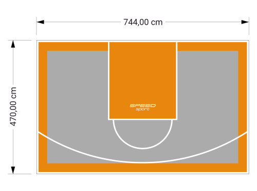 35M2/470X744CM SZARO-POMARAŃCZOWE BOISKO DO KOSZYKÓWKI SPEEDSPORT HEXA POWER PRO