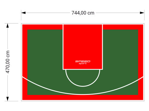 35M2/470X744CM ZIELONO-CZERWONE BOISKO DO KOSZYKÓWKI SPEEDSPORT HEXA POWER PRO