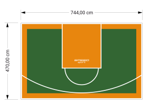 35M2/470X744CM ZIELONO-POMARAŃCZOWE BOISKO DO KOSZYKÓWKI SPEEDSPORT HEXA POWER PRO