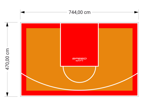 35M2/470X744CM POMARAŃCZOWO-CZERWONE BOISKO DO KOSZYKÓWKI SPEEDSPORT HEXA POWER PRO