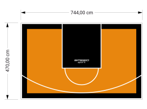 35M2/470X744CM POMARAŃCZOWO-CZARNE BOISKO DO KOSZYKÓWKI SPEEDSPORT HEXA POWER PRO