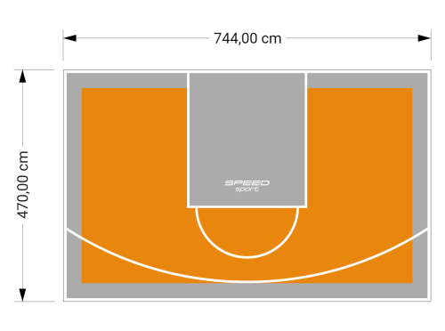 35M2/470X744CM POMARAŃCZOWO-SZARE BOISKO DO KOSZYKÓWKI SPEEDSPORT HEXA POWER PRO