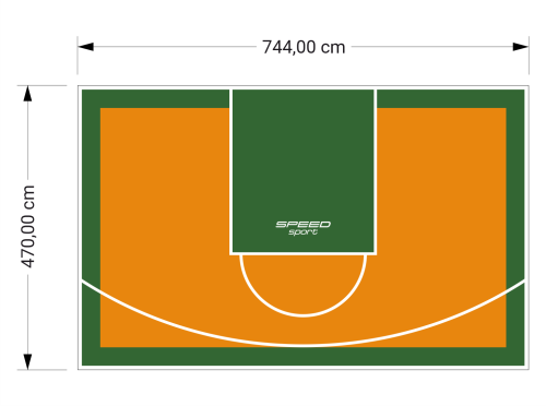 35M2/470X744CM POMARAŃCZOWO-ZIELONE BOISKO DO KOSZYKÓWKI SPEEDSPORT HEXA POWER PRO