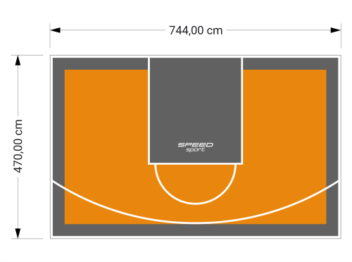 35M2/470X744CM POMARAŃCZOWO-GRAFITOWE BOISKO DO KOSZYKÓWKI SPEEDSPORT HEXA POWER PRO