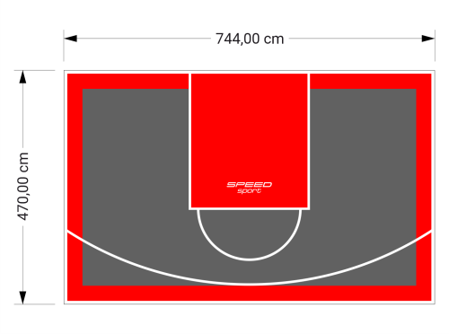 35M2/470X744CM GRAFITOWO-CZERWONE BOISKO DO KOSZYKÓWKI SPEEDSPORT HEXA POWER PRO