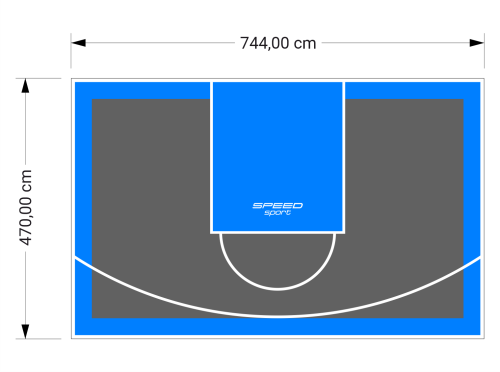 35M2/470X744CM GRAFITOWO-BŁĘKITNE BOISKO DO KOSZYKÓWKI SPEEDSPORT HEXA POWER PRO