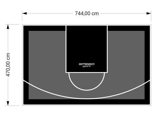 35M2/470X744CM GRAFITOWO-CZARNE BOISKO DO KOSZYKÓWKI SPEEDSPORT HEXA POWER PRO