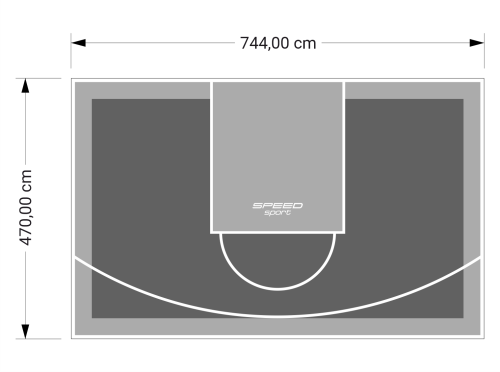 35M2/470X744CM GRAFITOWO-SZARE BOISKO DO KOSZYKÓWKI SPEEDSPORT HEXA POWER PRO
