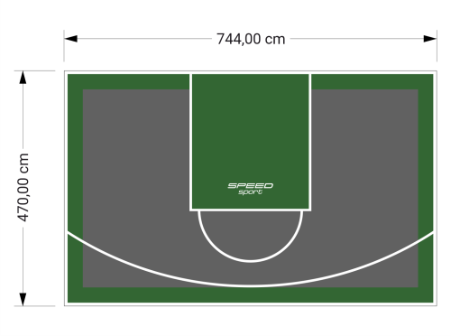 35M2/470X744CM GRAFITOWO-ZIELONE BOISKO DO KOSZYKÓWKI SPEEDSPORT HEXA POWER PRO