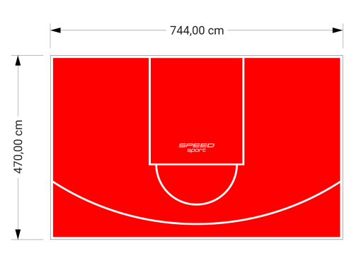 35M2/470X744CM CZERWONE BOISKO DO KOSZYKÓWKI SPEEDSPORT HEXA POWER PRO