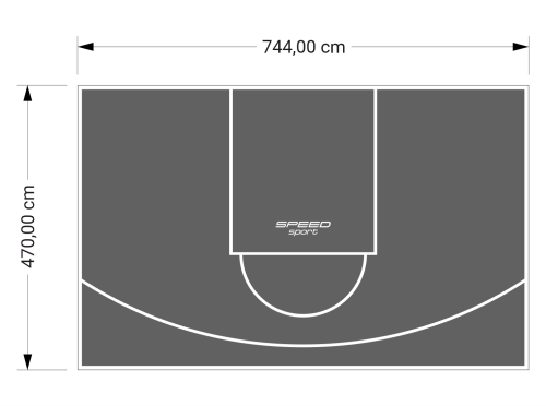 35M2/470X744CM GRAFITOWE BOISKO DO KOSZYKÓWKI SPEEDSPORT HEXA POWER PRO