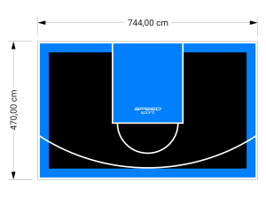 35M2/470X744CM CZARNO-BŁĘKITNE BOISKO DO KOSZYKÓWKI SPEEDSPORT HEXA POWER PRO