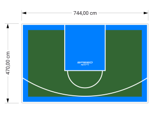 35M2/470X744CM ZIELONO-BŁĘKITNE BOISKO DO KOSZYKÓWKI SPEEDSPORT HEXA POWER PRO