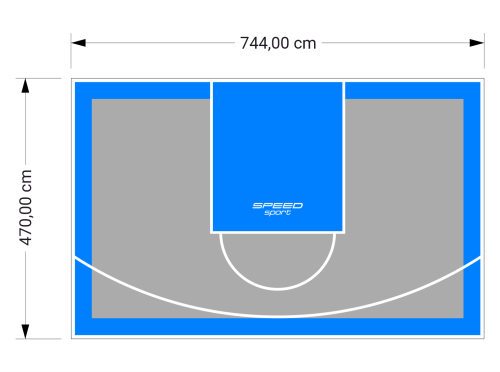 35M2/470X744CM SZARO-BŁĘKITNE BOISKO DO KOSZYKÓWKI SPEEDSPORT HEXA POWER PRO