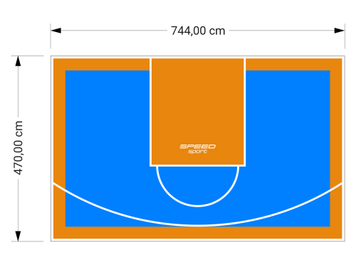 35M2/470X744CM BŁĘKITNO-POMARAŃCZOWE BOISKO DO KOSZYKÓWKI SPEEDSPORT HEXA POWER PRO