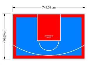 35M2/470X744CM BŁĘKITNO-CZERWONE BOISKO DO KOSZYKÓWKI SPEEDSPORT HEXA POWER PRO