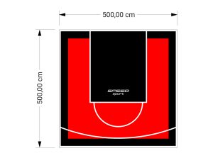 25M2/500X500CM CZERWONO-CZARNE BOISKO DO KOSZYKÓWKI SPEEDSPORT HEXA POWER PRO