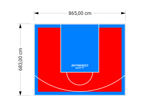 59M2/683X865CM CZERWONO-BŁĘKITNE BOISKO DO KOSZYKÓWKI SPEEDSPORT HEXA POWER PRO