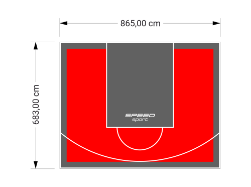 59M2/683X865CM CZERWONO-GRAFITOWE BOISKO DO KOSZYKÓWKI SPEEDSPORT HEXA POWER PRO
