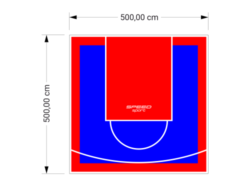 25M2/500X500CM NIEBIESKO-CZERWONE BOISKO DO KOSZYKÓWKI SPEEDSPORT HEXA POWER PRO