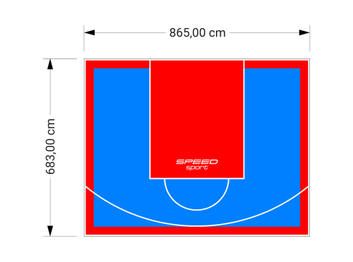 59M2/683X865CM BŁĘKITNO-CZERWONE BOISKO DO KOSZYKÓWKI SPEEDSPORT HEXA POWER PRO