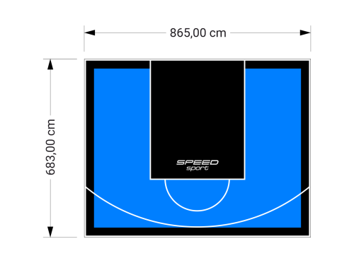 59M2/683X865CM BŁĘKITNO-CZARNE BOISKO DO KOSZYKÓWKI SPEEDSPORT HEXA POWER PRO