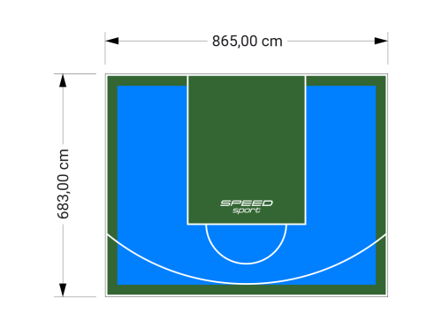 59M2/683X865CM BŁĘKITNO-ZIELONE BOISKO DO KOSZYKÓWKI SPEEDSPORT HEXA POWER PRO