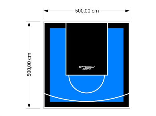 25M2/500X500CM BŁĘKITNO-CZARNE BOISKO DO KOSZYKÓWKI SPEEDSPORT HEXA POWER PRO