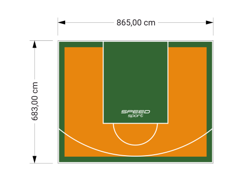 59M2/683X865CM POMARAŃCZOWO-ZIELONE BOISKO DO KOSZYKÓWKI SPEEDSPORT HEXA POWER PRO