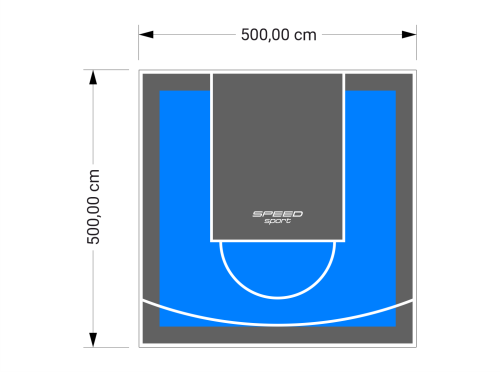 25M2/500X500CM BŁĘKITNO-GRAFITOWE BOISKO DO KOSZYKÓWKI SPEEDSPORT HEXA POWER PRO