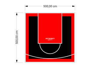 25M2/500X500CM CZARNO-CZERWONE BOISKO DO KOSZYKÓWKI SPEEDSPORT HEXA POWER PRO