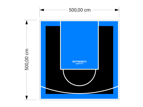 25M2/500X500CM CZARNO-BŁĘKITNE BOISKO DO KOSZYKÓWKI SPEEDSPORT HEXA POWER PRO