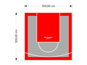 25M2/500X500CM SZARO-CZERWONE BOISKO DO KOSZYKÓWKI SPEEDSPORT HEXA POWER PRO
