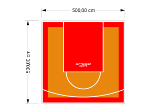 25M2/500X500CM POMARAŃCZOWO-CZERWONE BOISKO DO KOSZYKÓWKI SPEEDSPORT HEXA POWER PRO
