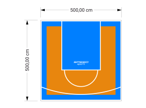 25M2/500X500CM POMARAŃCZOWO-BŁĘKITNE BOISKO DO KOSZYKÓWKI SPEEDSPORT HEXA POWER PRO