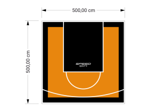 25M2/500X500CM POMARAŃCZOWO-CZARNE BOISKO DO KOSZYKÓWKI SPEEDSPORT HEXA POWER PRO