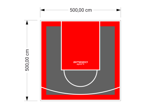 25M2/500X500CM GRAFITOWO-CZERWONE BOISKO DO KOSZYKÓWKI SPEEDSPORT HEXA POWER PRO