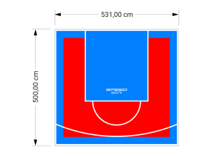 27M2/500X531CM CZERWONO-BŁĘKITNE BOISKO DO KOSZYKÓWKI SPEEDSPORT HEXA POWER PRO