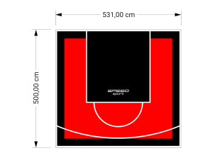 27M2/500X531CM CZERWONO-CZARNE BOISKO DO KOSZYKÓWKI SPEEDSPORT HEXA POWER PRO