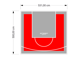 27M2/500X531CM CZERWONO-SZARE BOISKO DO KOSZYKÓWKI SPEEDSPORT HEXA POWER PRO